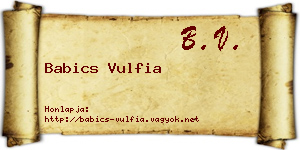 Babics Vulfia névjegykártya